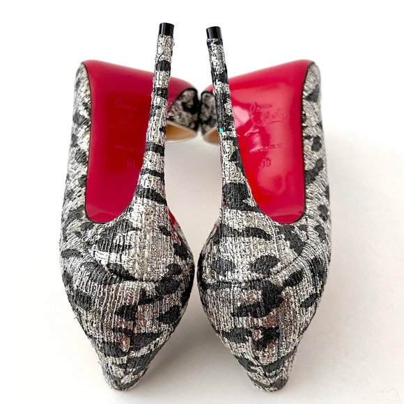 CHRISTIAN LOUBOUTIN | Iriza Lurex Gigi Specchio Black Silver Leopard Glitter 8 - Picture 12 of 14